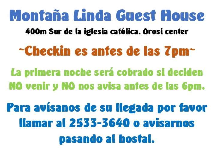 Montana Linda Guest House Orosí מראה חיצוני תמונה